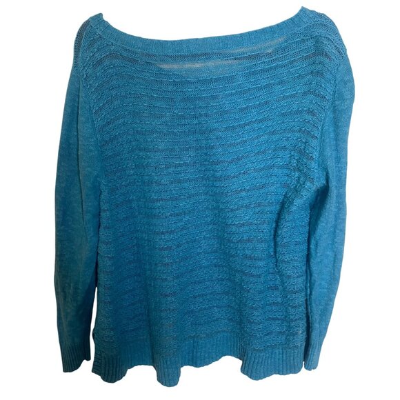 Eileen Fisher Linen Blend Knit‎ Sweater XL Blue Lightweight Casual - Picture 3 of 10